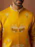 Men Mustard Silk 3-Piece Nehru Jacket Set